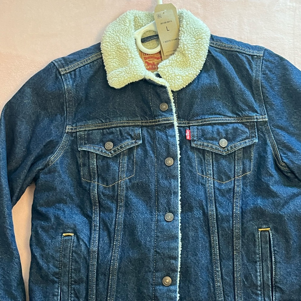 Levi's Blue and Cream Jean Jacket with Sherpa Lining